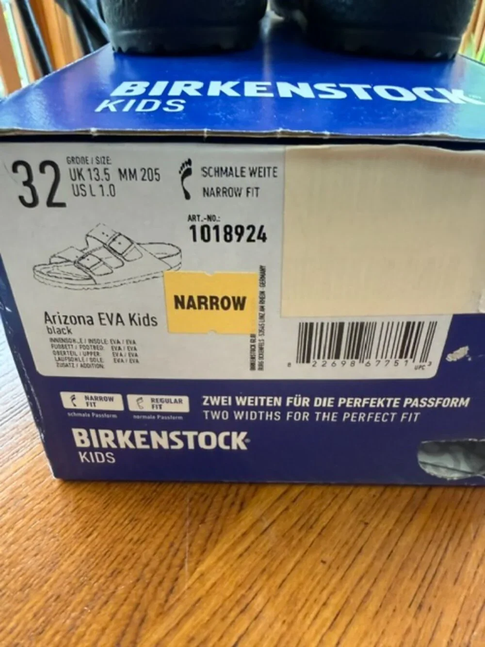 Birkenstock Girls Arizona EVA Black Sandals Size 32 US 1 Narrow NIB